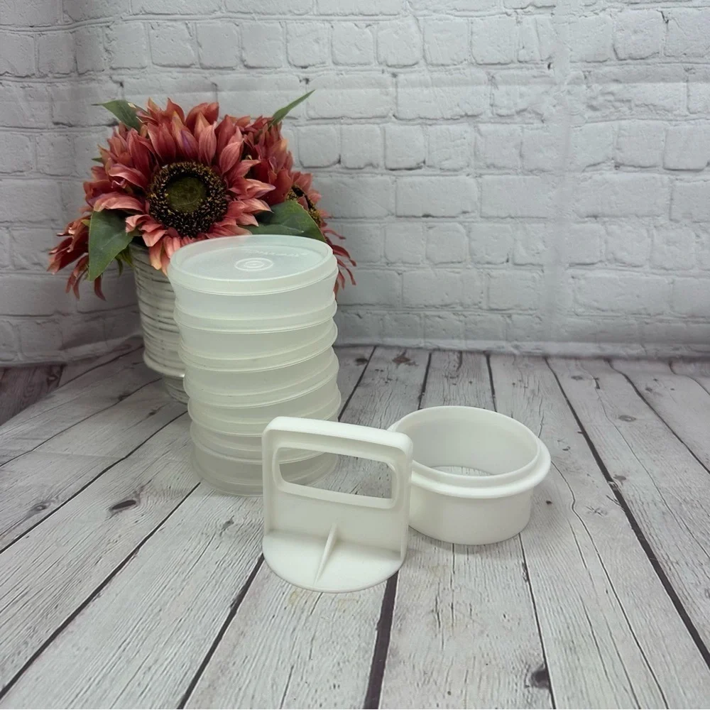 vintage tupperware hamburger press set White Food Storage Set gourmet grilling